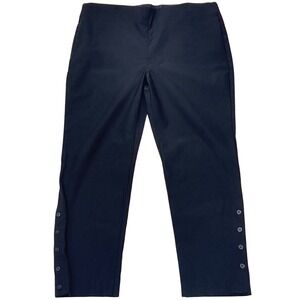 Chico's 3R (US 16R) Black Button-Hem Ankle Pants Stretch Slim Leg Career Work